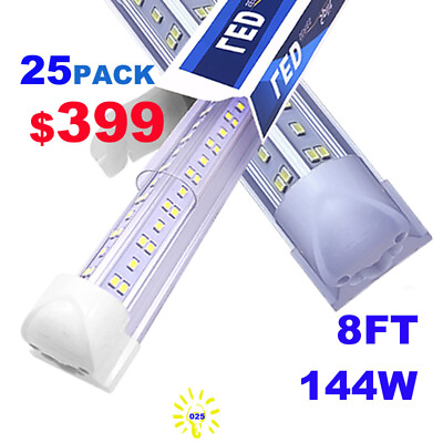 #ad 25 Pack 8#x27; Led Shop Light Fixture 144W 8FT Integrated Led Tube Light Bulbs 6500K $399.00