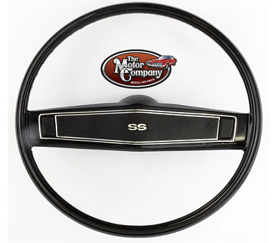 #ad 1969 Chevelle Black Standard Steering Wheel Kit with SS Emblem and Pebble Grain $350.00