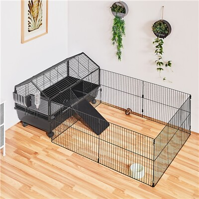 #ad Metal Rabbit Cage for Small Animals with a Foldable Play Yard 39#x27;#x27; Bunny Cage $94.68