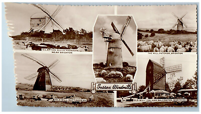 #ad Sussex England RPPC Photo Postcard Windmills Multiview c1930#x27;s Vintage $19.47