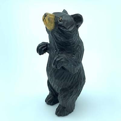 #ad Hand Carved Wood Wooden Bear Figurine $15.88