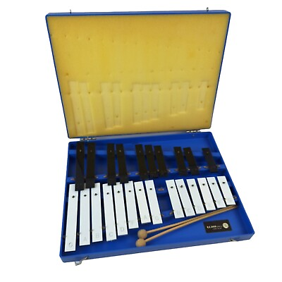 #ad Vintage Glockenspiel Xylophone Musical Instrument Metal Bars 24 Keys In Case GBP 45.00