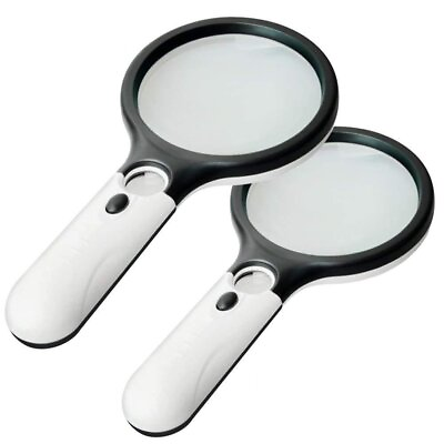 #ad 2 Pack Magnifier 3 LED Light 3X 45X Handheld Magnifier Reading Magnifying Gl... $13.84
