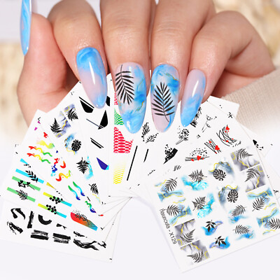 #ad Nail Water Decals Stickers Wave Leaves Flower Butterfly Nail Art Decoration C $0.99