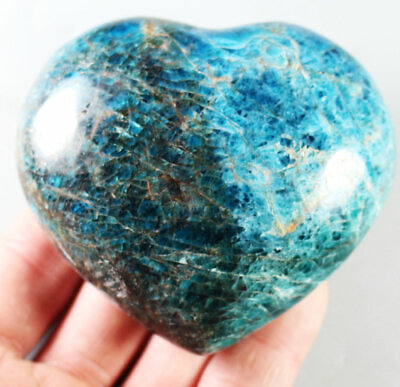 #ad 367g Natural Blue Apatite Crystal Stone Rock Heart Shape Crystal Reiki $23.99