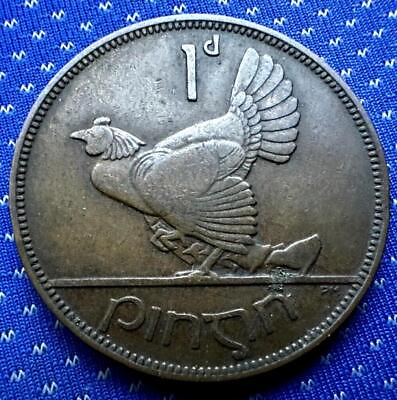 #ad 1931 Ireland 1 Pingin Coin VF XF Bronze 2.4 Million Minted #M527 $13.81