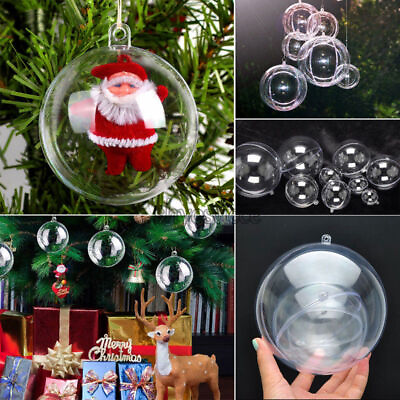 #ad 20X Plastic Balls Christmas Tree Ornament Xmas Decor Clear DIY Fillable Baubles $6.95