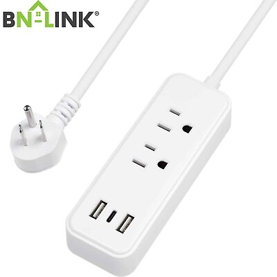 #ad BN LINK Flat Plug Power Strip with 2 AC Outlets2 USB A 1 USB C Ports 6Ft Cord $14.71