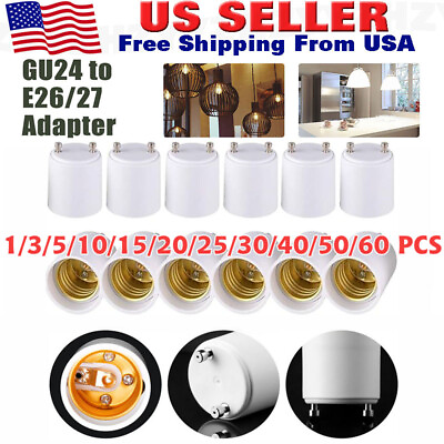 #ad GU24 To E27 E26 Screw LED Light Lamp Bulb Base Adapter Socket Converter Adaptor $64.69