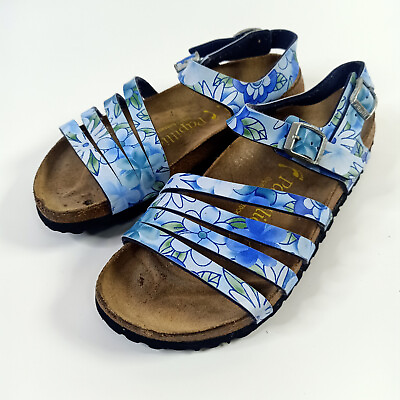 #ad Birkenstock Papillio Blue Floral Strap Women Summer Sandal Sz 37 L6M4 240mm $39.95