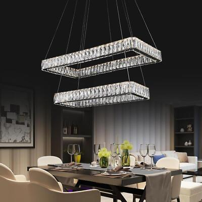 #ad 2 Crystal Rectangles Opulent Two Tiered Rectangle LED Crystal Chandelier with $1250.00