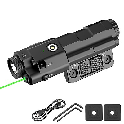 #ad TOUGHSOUL 1600lm Tactical Flashlight amp; Green Laser Sight for M Lok Rail Magnetic $69.99