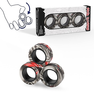 #ad 3PCS Magnetic Rings Fidget Toy Set Idea ADHD Hand Exerciser Fidget Toys Adu... $20.95