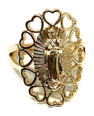 #ad Gold Plated Virgin Mary Heart Ring Virgen De Guadalupe Anillo Corazon Oro Lamina $13.99