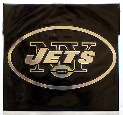 #ad Licensed NFL Vinyl Window Decal New York Jets Chrome Logo and Name $6.99