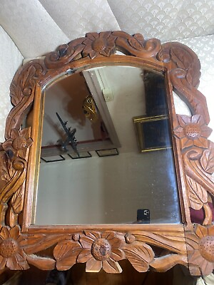 #ad Stunning Carved Wood Framed Hanging Wall Mirror 30.0quot; W x 36.0quot; L x 1.5quot; D $177.75
