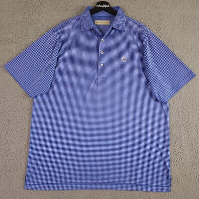 #ad Donald Ross Polo Shirt Mens Large Blue Gingham Performance 1930 Logo Golf Active $24.00