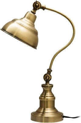 #ad Brass Desk Lamp Adjustable Table Lamp Vintage Task Lamp with Rotary Shade A... $52.25