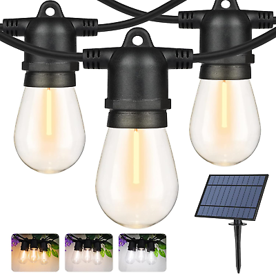 #ad WENFENG Solar Outdoor String Lights 3 Colors in 1 Patio String Lights with 27F $29.35