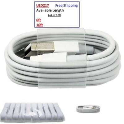 #ad Lot of 10 White USB Data Cable For iPhone 5 5s 5c 6 6s 6 Plus 6s Plus USA Seller $30.99