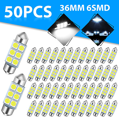 #ad 50PCS 36MM C5W 6418 6411 Festoon LED Interior Dome Map License Plate Light Bulbs $12.98