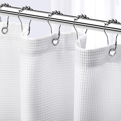 #ad Shower Curtain White Hotel Shower Curtains for Bathroom with Waffle Design ... $16.02