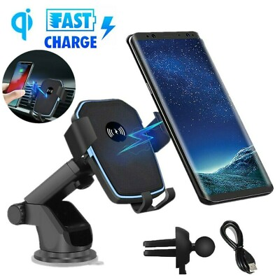 #ad 3 in 1 Wireless Charger Car Cell Phone Holder Stand Air Vent Mount Bracket $13.84