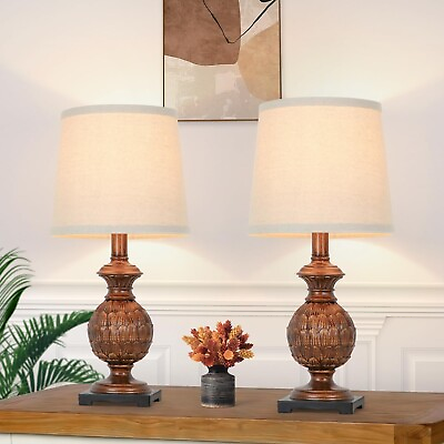 #ad #ad 18.5quot; Table Lamps for Bedroom Set of 2 Farmhouse Rustic Style Nightstand Lam... $69.88