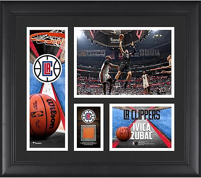#ad Ivica Zubac Los Angeles Clippers FRMD 15x17 Collage w Piece of Team Used Ball $79.99