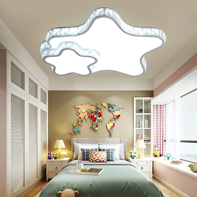 #ad Crystal Modern Ceiling Light LED Lighting Ceiling Lamp Fixture Star Shape Design $53.21