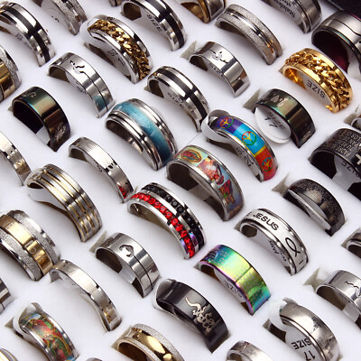 #ad 50pcs MIX LOT Stainless Steel rings Wholesale Men Women Fashion Jewelry lot $23.74