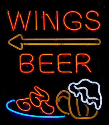 #ad Wings Beer Arrow Chicken Eat Me Neon Light Sign 32quot;x24quot; Lamp Poster Beer Bar $374.29