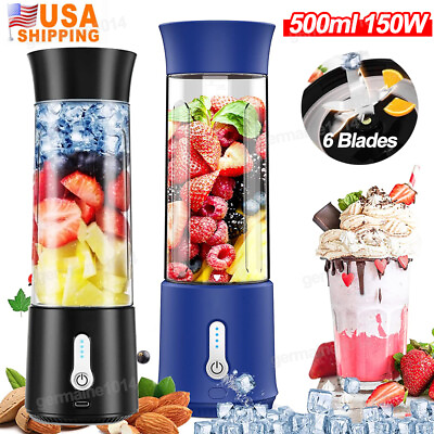 #ad 500ml Portable Blender Juicer Cup USB Rechargeable Smoothies Mixer Fruit Machine $24.99