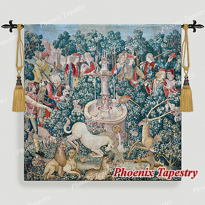 #ad LARGE Hunt of the Unicorn Medieval Art Tapestry Wall Hanging Cotton 55quot;x54quot; US $139.99