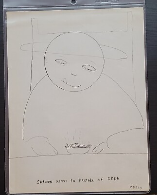 #ad GREGORY CORSO BEAT GENERATION DRAWING SIGNED SATURN FAMILY SCARCE WOW $5000.00