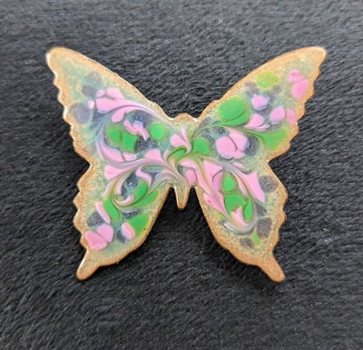 #ad Vintage Swirl Copper Butterfly Brooch Signed Inga Gift Mom $39.95