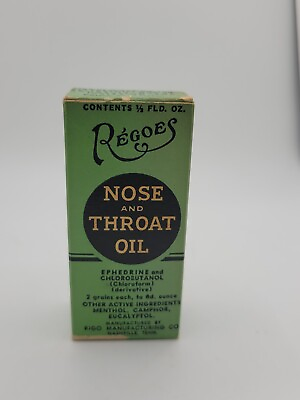 #ad Vintage Medicine Regoes Nose and Throat Oil Bottle And Box $20.00