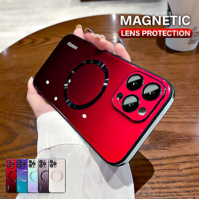 #ad For iPhone 15 Pro Max 14 13 12 Gradient Glass MagSafe Magnet Case Lens Protector $4.99