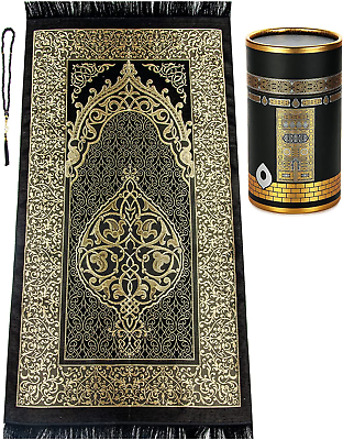 #ad Muslim Prayer Rug and Prayer Beads with Elegant Design Cylinder Gift Box Janam $36.13