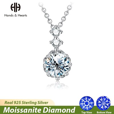 #ad Luxury D Color Moissanite Necklace Women Gifts Real 925 Sterling Silver Jewelry $22.79