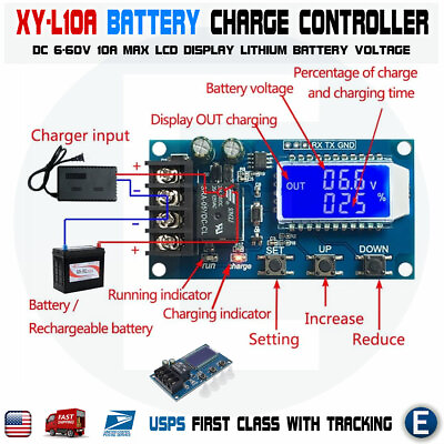 #ad XY L10A Lithium Battery Charge Controller Protection Board 6 60V LCD Display US $7.18