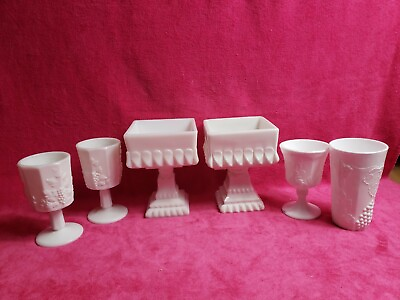 #ad Lot Of 6 Milk Glass Various Pieces $22.99