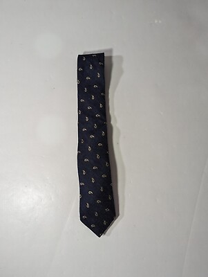 #ad NEW Mens Hart Schaffner Marx Neck Tie Silk Blend Navy w Drop Design MSRP: $90 $28.35