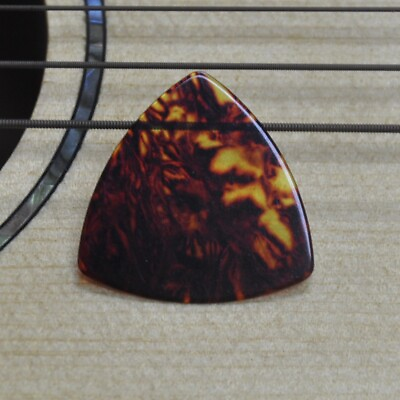 #ad 100pcs Brown Tortoise 0.71mm Medium Big Rounded Triangle Celluloid Guitar Picks $14.99