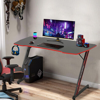 #ad Ergonomic Gaming Desk Computer Table PC Office Home Z Shaped Table With Hook $53.99