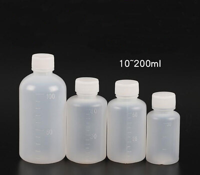 #ad 10ml 200ml Empty Plastic Capsule Pill Liquid Medicine Bottles PE With Scale Line $5.99