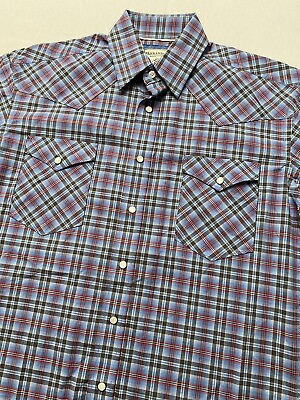 #ad Panhandle Mens Western Plaid Snap Pearl Shirt Double Pocket EUC Size Small $27.00
