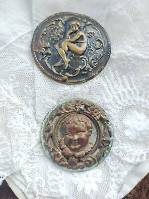 #ad Lot Of Two Fairy And Child Antique Metal Buttons Scrap Metal $30.00