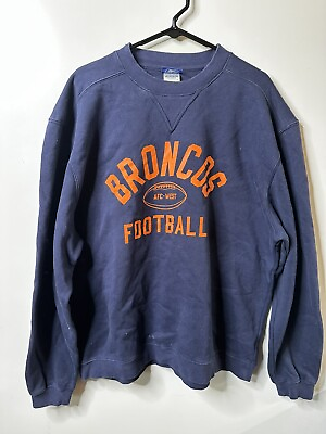 #ad Vintage Denver Broncos Hoodie Pull Over AFC West Football Long Sleeve Size Large $29.99