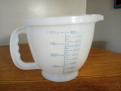 #ad 1977 Tupperware Mix N Store 4 Cup 1 Litre Measuring Cup With Lid $15.99